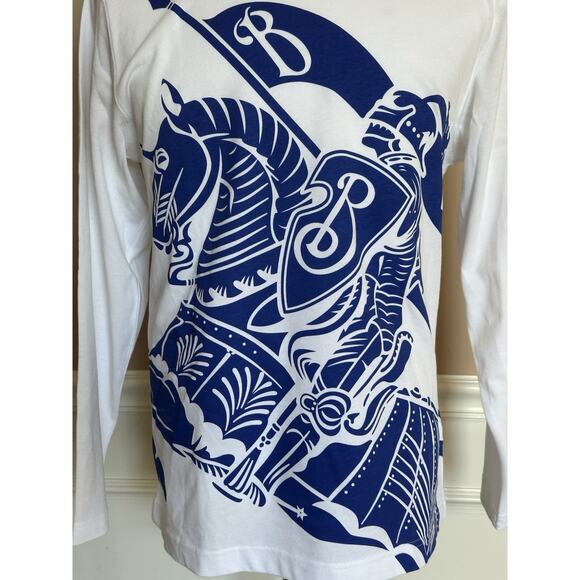 Burberry EKD Printed Men’s White/Blue T-shirt Medium 8077669 Portugal NWT $910 - Picture 2 of 11